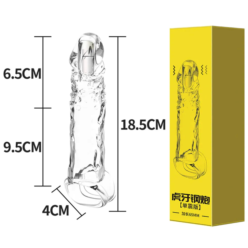 Reusable Condom Penis Extension Sleeve Delay Ejaculation Cock Cover Penis Extender Vibrator Sex Toys For Men Adults Products