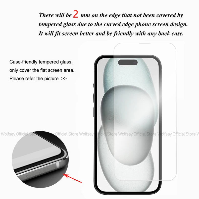 Protector de Pantalla de Vidrio Templado para iPhone 16 Series