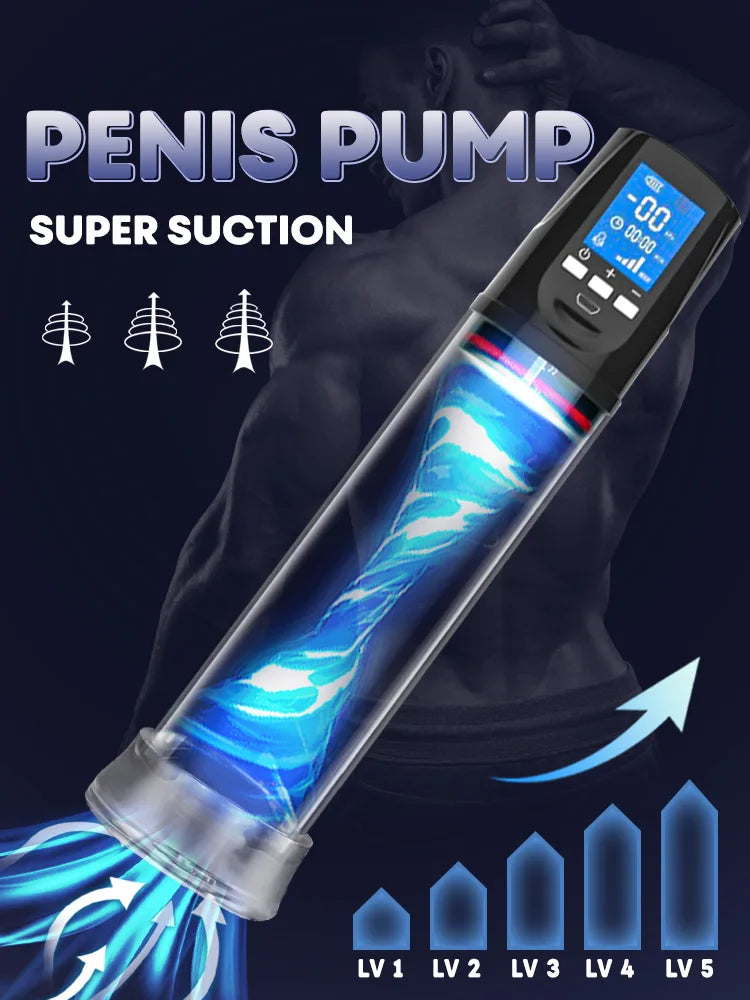 LUVWAKE Automatic 4 Suction Modes Vacuum Penis Pump Vacuum Sex Toys for Male Masturbation Penis Extender Vacuum Pump Enlargement