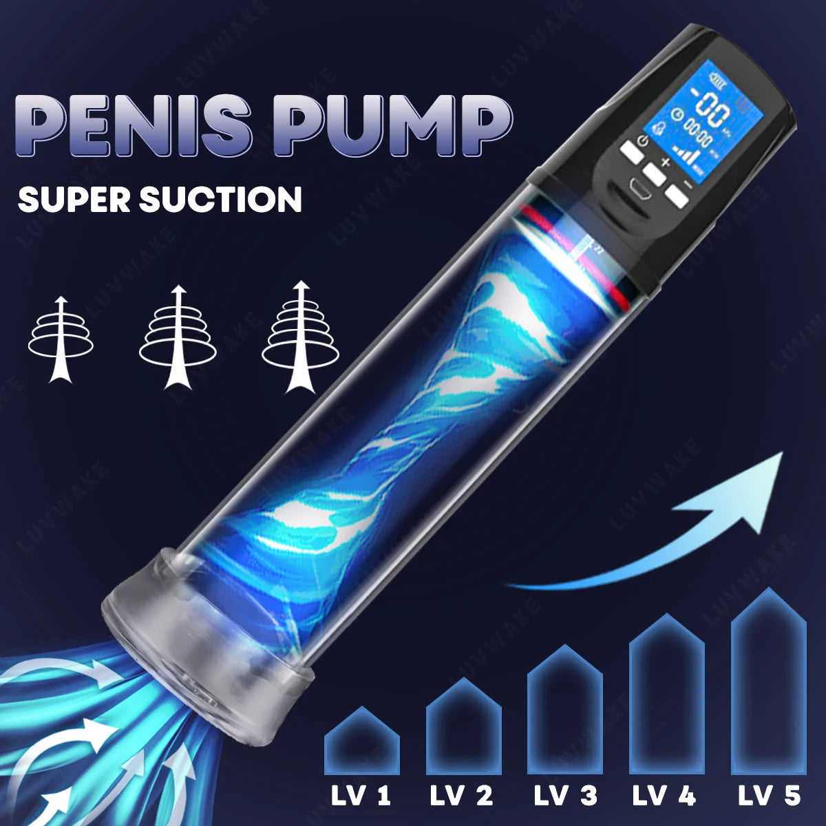 LUVWAKE Automatic 4 Suction Modes Vacuum Penis Pump Vacuum Sex Toys for Male Masturbation Penis Extender Vacuum Pump Enlargement